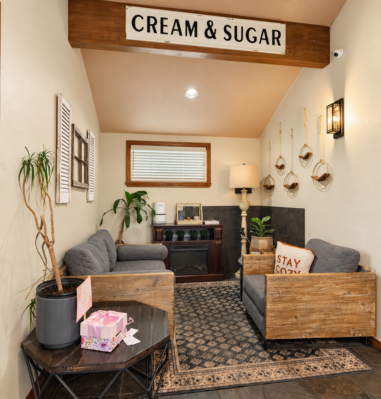The lounge inside Cozy Coffee & Bistro